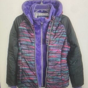 Colorful Striped Jacket with Purple Lining